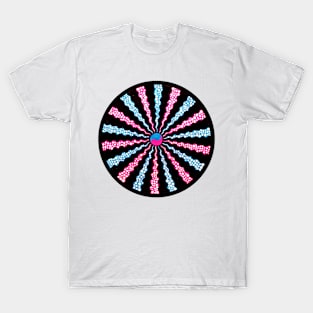 Handmade pink and blue spiral mandala art T-Shirt